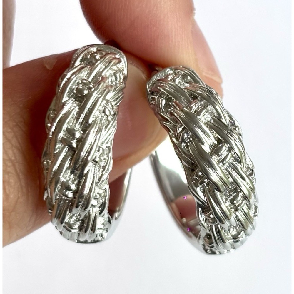 Arthur Court Aluminum Hoop Earrings .90 In Basket Weave Discontinued Jewelry
